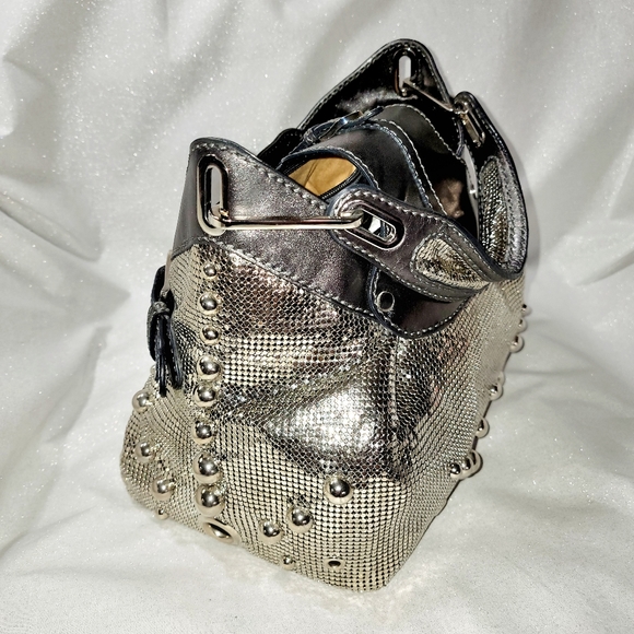RARE JIMMY CHOO Liquid Silver Mesh Tam Tote - Picture 5 of 16